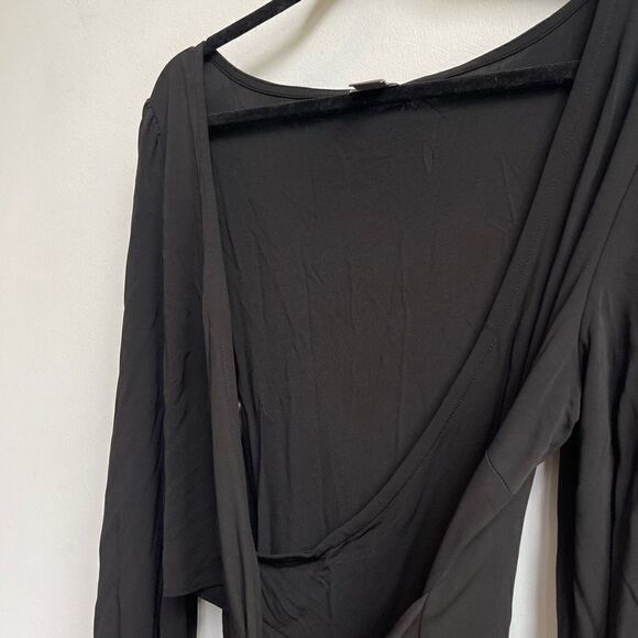 Ann Taylor Women's Wrap Long Sleeves Black Midi Dress Size 10 - Picture 4 of 5